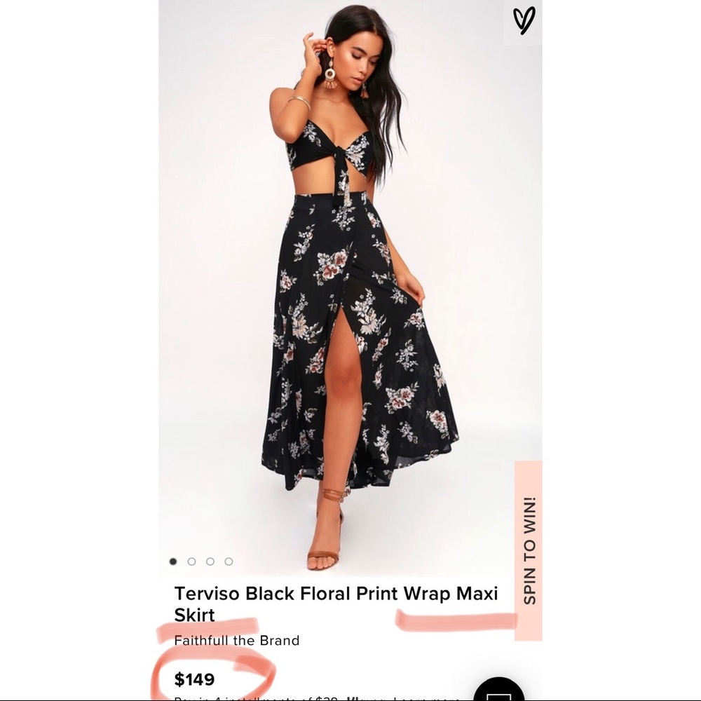 Faithfull the Brand Black Floral Skirt Set
